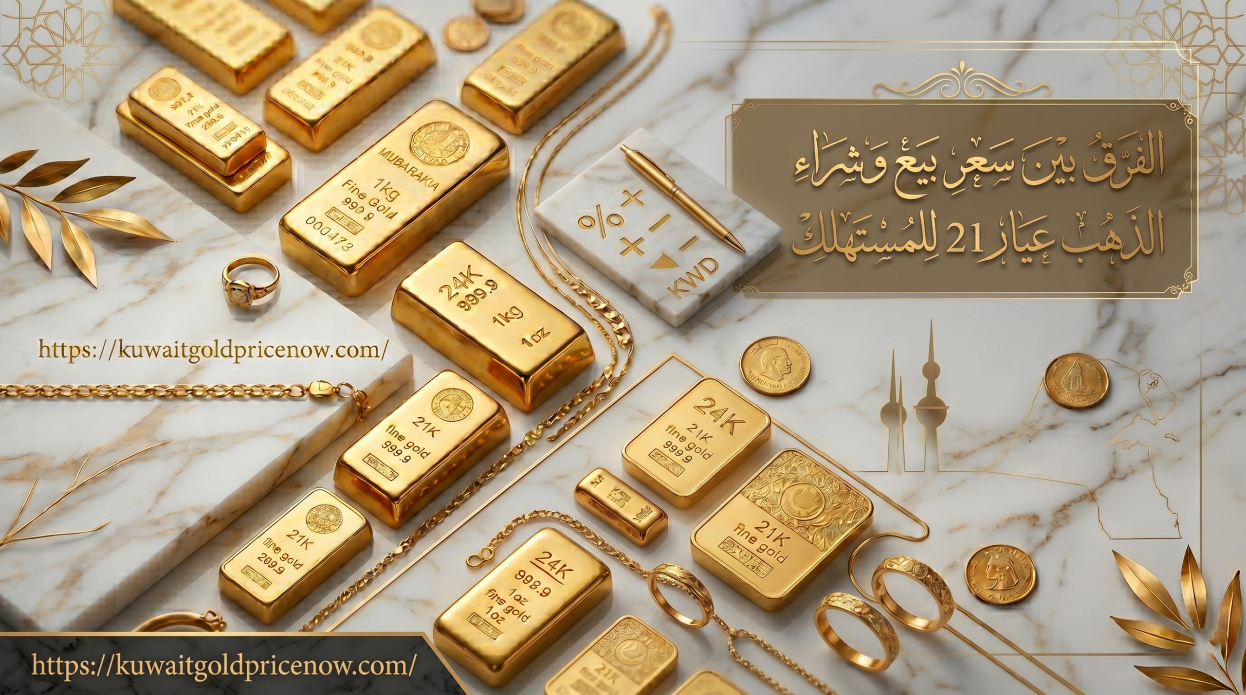 الفرق بين سعر بيع وشراء الذهب عيار 21 للمستهلك