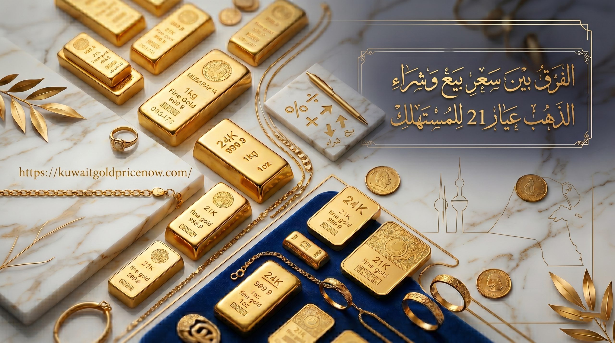 الفرق بين سعر بيع وشراء الذهب عيار 21 للمستهلك